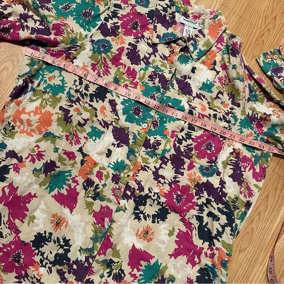 Bridgewater Studio 100% Linen Floral Women’s Button Down 1x Long Sleeve - Picture 5 of 8